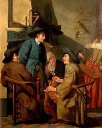 Innenraum, rauchende Figuren